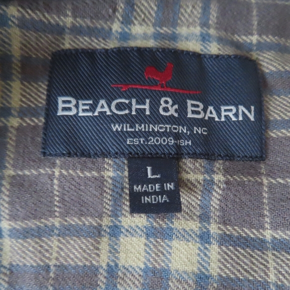 Men's L Beach & Barn Long Sleeve Button Down Shirt flannel brown plaid - Picture 4 of 4